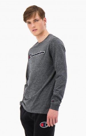 Sudaderas Champion Script Logo Algodon Jersey Sweatshirt Gris Oscuro | 7104-WAMQT