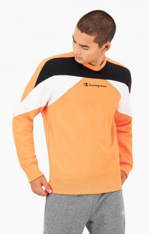 Sudaderas Champion Script Logo Colour Block Fleece Sweatshirt Naranjas | 5214-YLGSA