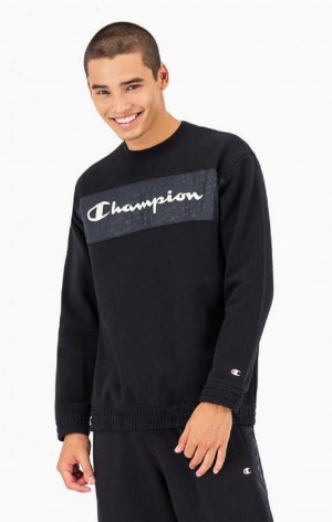 Sudaderas Champion Script Logo Insert Fleece Sweatshirt Negras | 6123-QDTCW