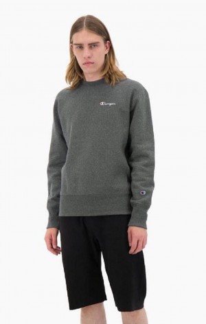 Sudaderas Champion Script Logo Reverse Weave Sweatshirt Gris Oscuro | 6182-EHKOM