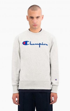 Sudaderas Champion Script Logo Reverse Weave Sweatshirt Gris | 0942-TYHUV