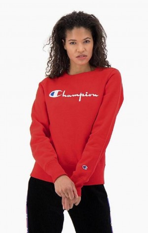 Sudaderas Champion Script Logo Reverse Weave Sweatshirt Rojas | 4812-RVPDT