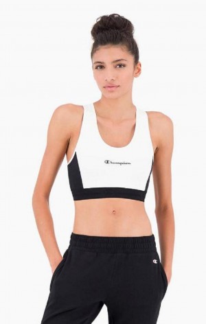 Sujetador Deportivo Champion Embossed Logo Tape Sports Bra Blancas | 9602-JTNSK