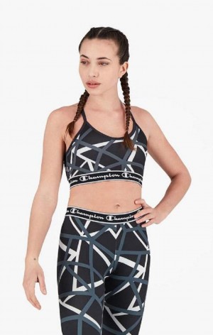 Sujetador Deportivo Champion Geometric Print Sports Bra Negras | 4891-TCNRF