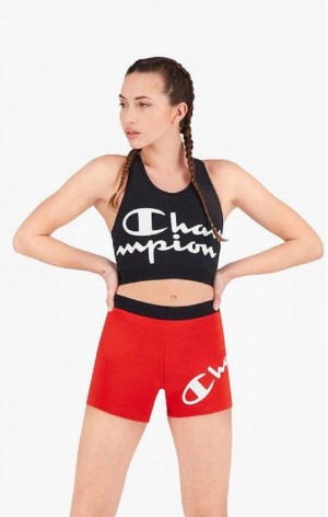 Sujetador Deportivo Champion Script Logo Print Racer Back Sports Bra Negras | 3051-ZICTJ