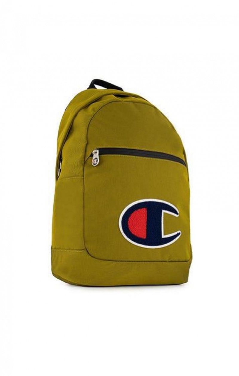 Bolsas Champion Chenille C Patch Faux Cuero Backpack Doradas | 3520-VNSWU