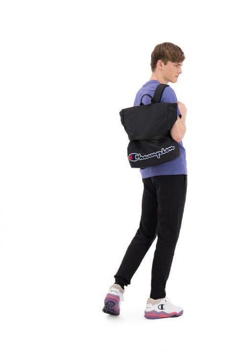 Bolsas Champion Folding Top Script Logo Backpack Negras | 6385-WFAPV