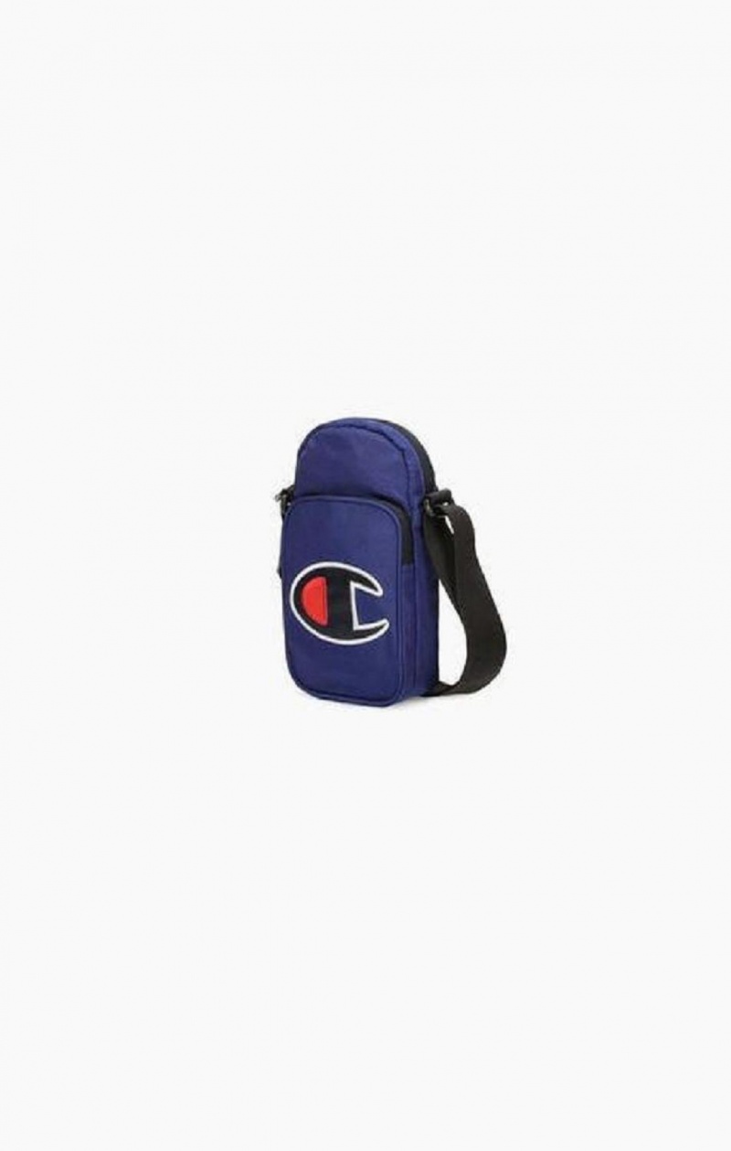 Bolsas Champion Satin C Logo Patch Double Correa Crossbody Bag Azules | 1578-SGVWX