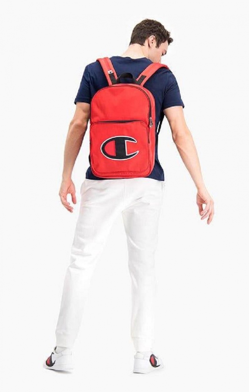 Bolsas Champion Satin C Logo Patch Zipped Backpack Rojas | 7051-HRFTB