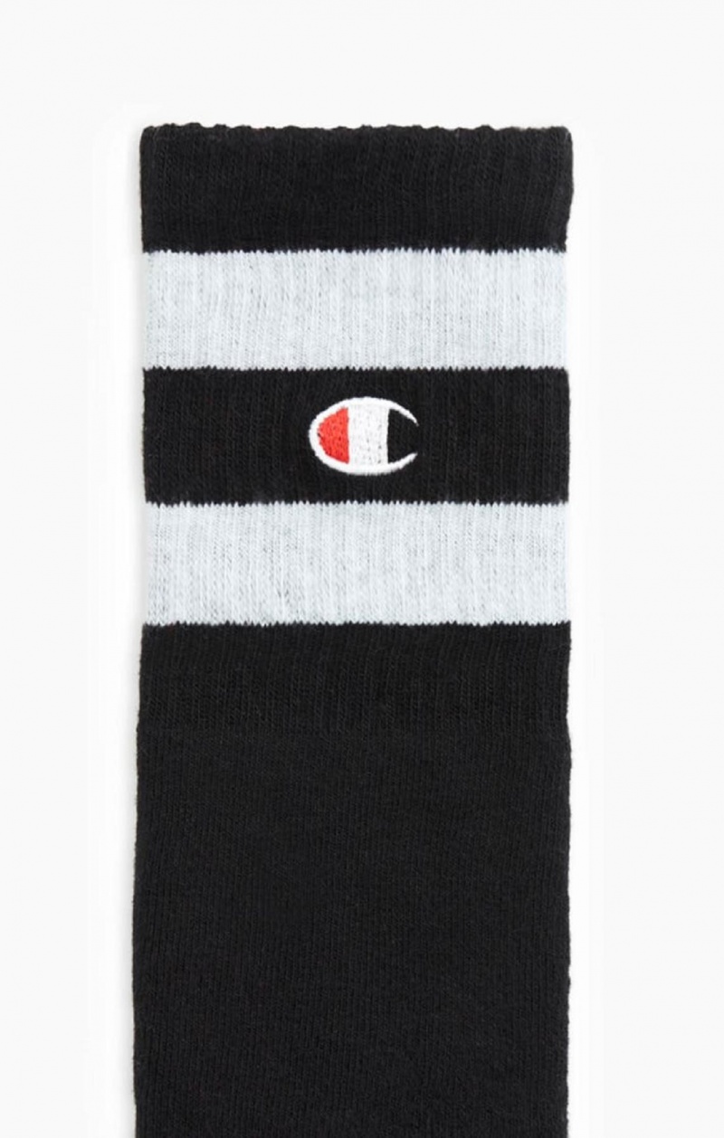 Calcetines Champion Tube Stripe Crew Socks Negras | 9104-EFCAH