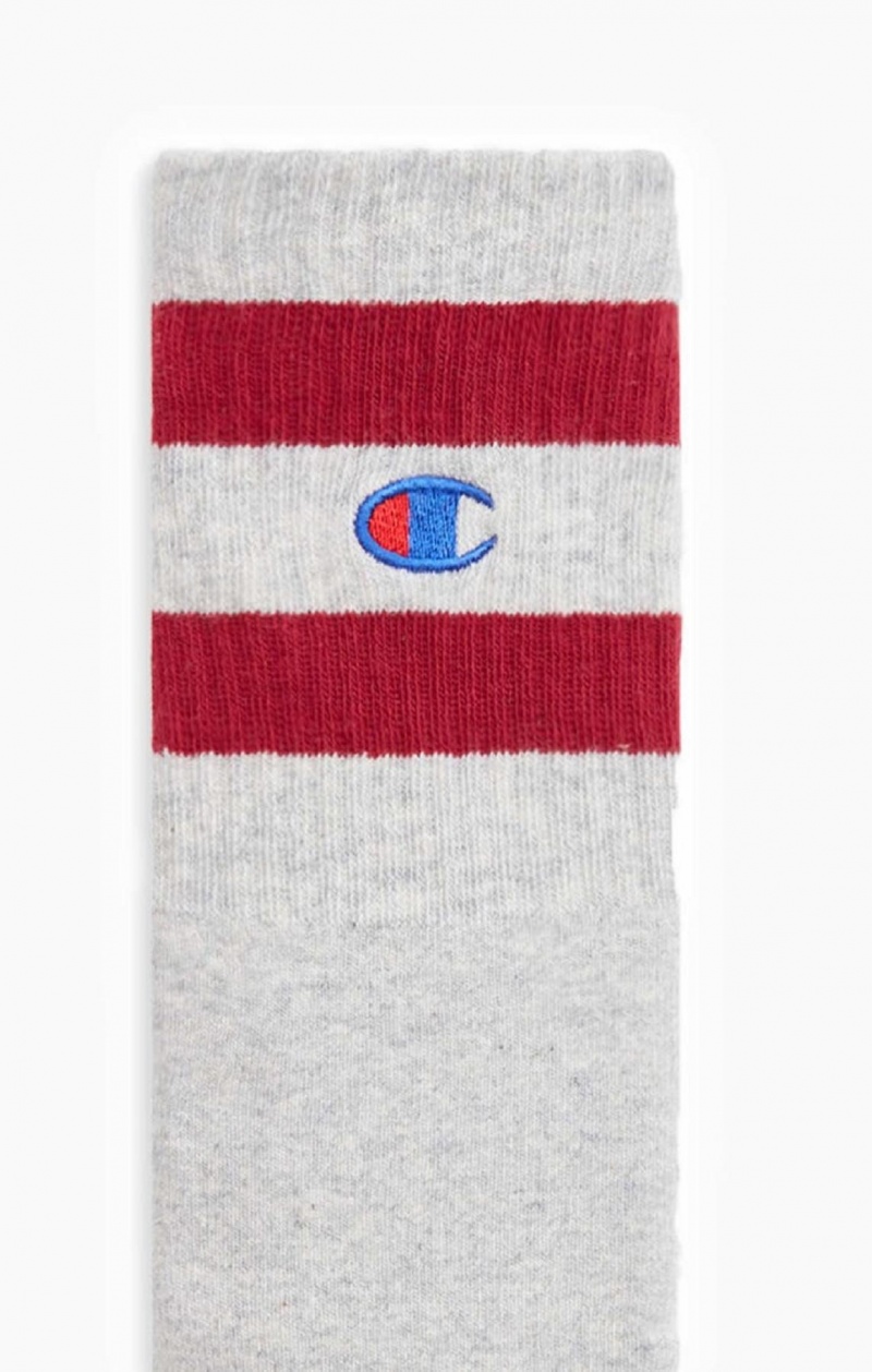 Calcetines Champion Tube Stripe Crew Socks Gris Claro | 4512-FRAIU