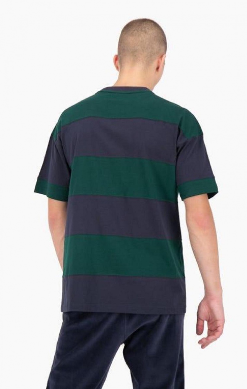 Camiseta Champion A Rayas Script Logo T-Shirt Verde | 4108-PNGXC