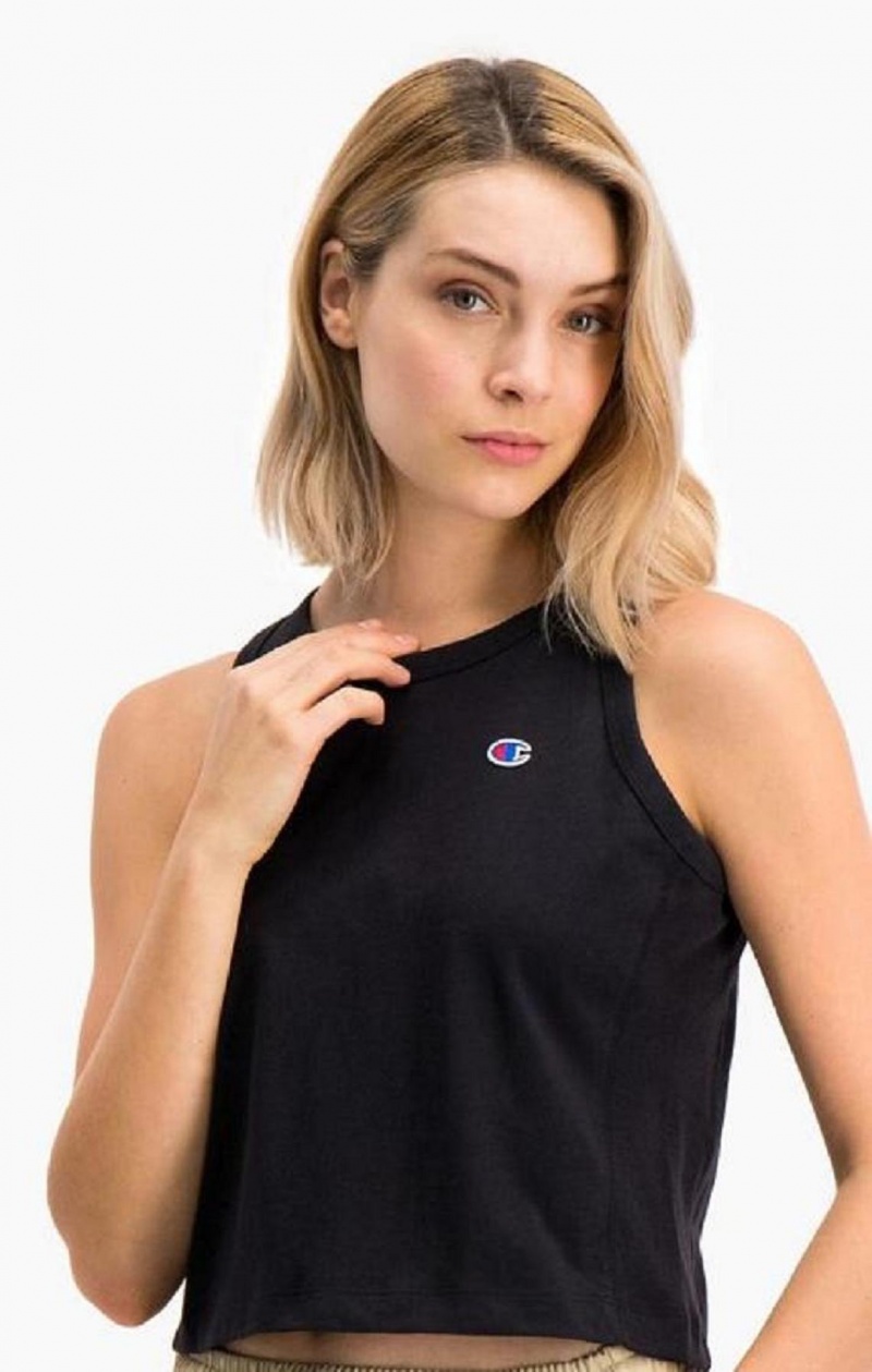 Camiseta Champion Acanalado Insert Cropped Tank Top Negras | 4658-OWEPV