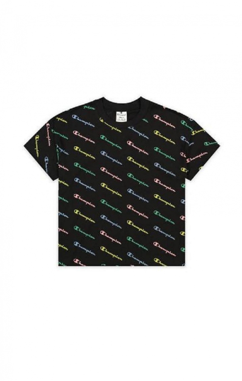 Camiseta Champion All-Over Script Logo T-Shirt Negras | 7140-SODTQ