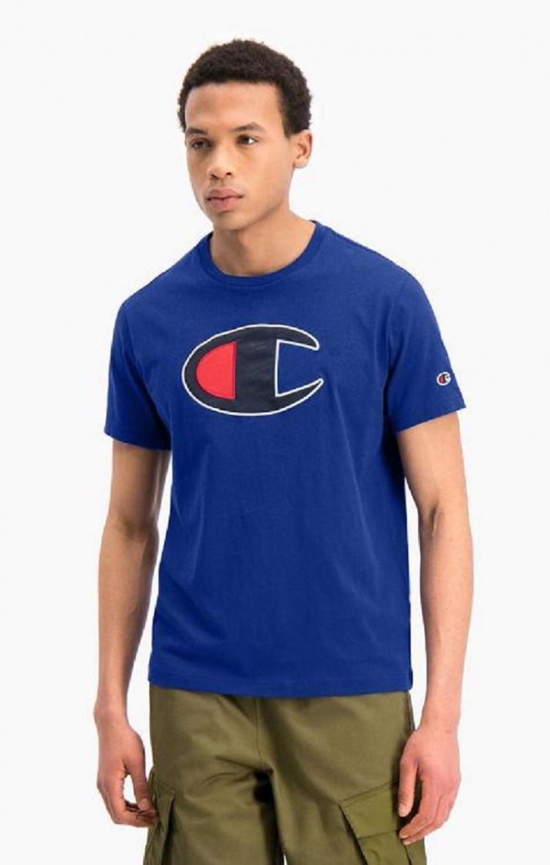 Camiseta Champion Big C Crew Neck T-Shirt Azules | 2607-XOWIG