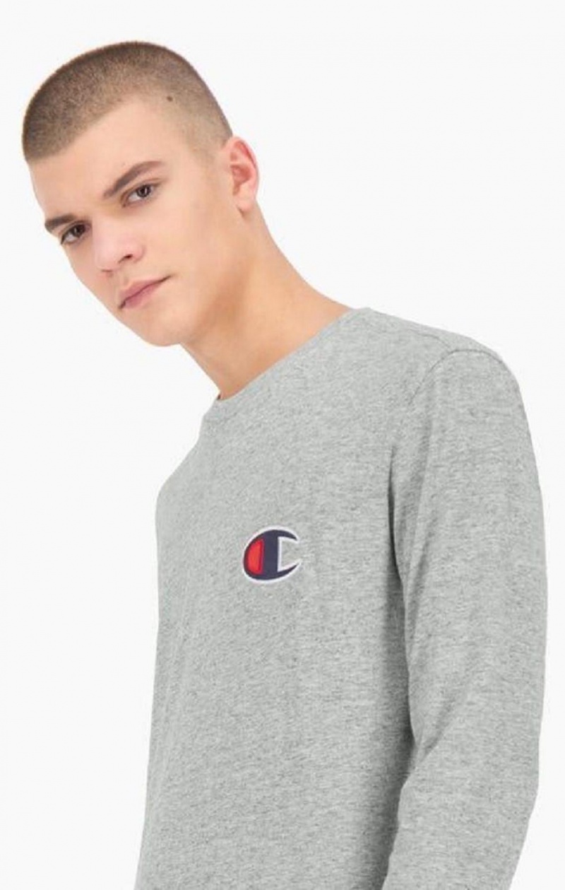 Camiseta Champion C Long Sleeve Jersey Top Gris Claro | 8075-FRGBT