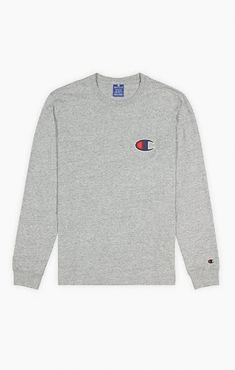 Camiseta Champion C Long Sleeve Jersey Top Gris Claro | 8075-FRGBT