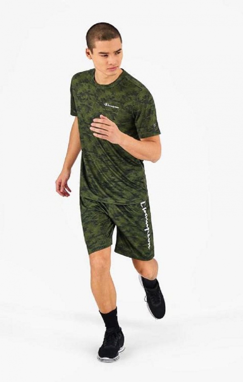 Camiseta Champion Camo Quick Dry Entrenamiento T-Shirt Verde | 9760-MNSOQ