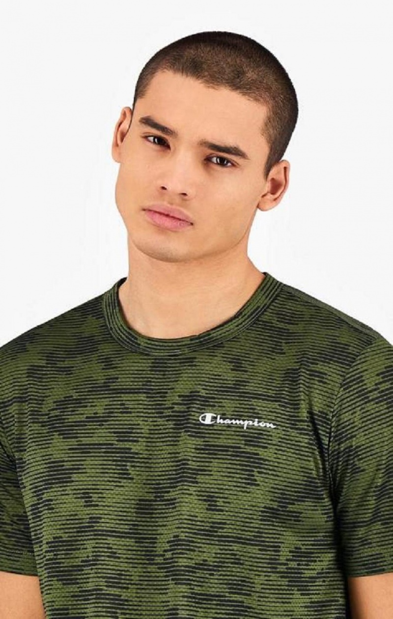 Camiseta Champion Camo Quick Dry Entrenamiento T-Shirt Verde | 9760-MNSOQ