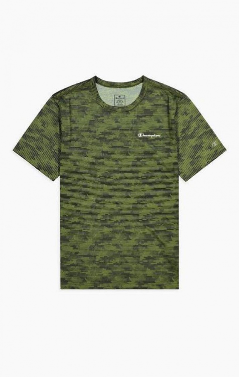 Camiseta Champion Camo Quick Dry Entrenamiento T-Shirt Verde | 9760-MNSOQ