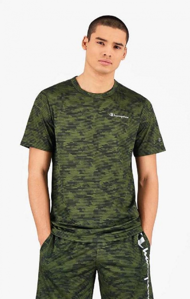 Camiseta Champion Camo Quick Dry Entrenamiento T-Shirt Verde | 9760-MNSOQ