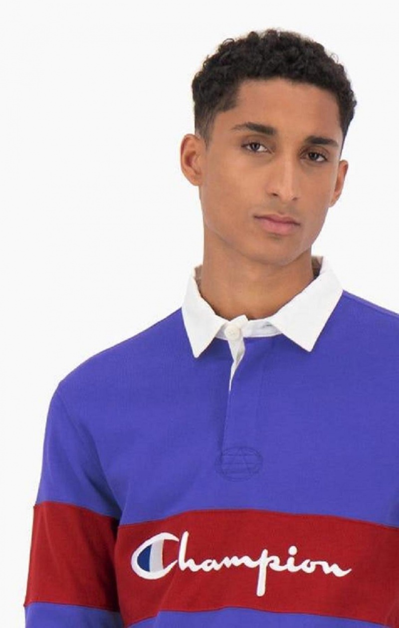 Camiseta Champion Colour Block Algodon Jersey Polo Shirt Azules | 9065-AOPSD