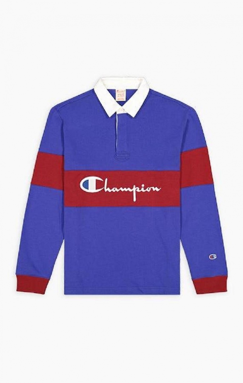 Camiseta Champion Colour Block Algodon Jersey Polo Shirt Azules | 9065-AOPSD