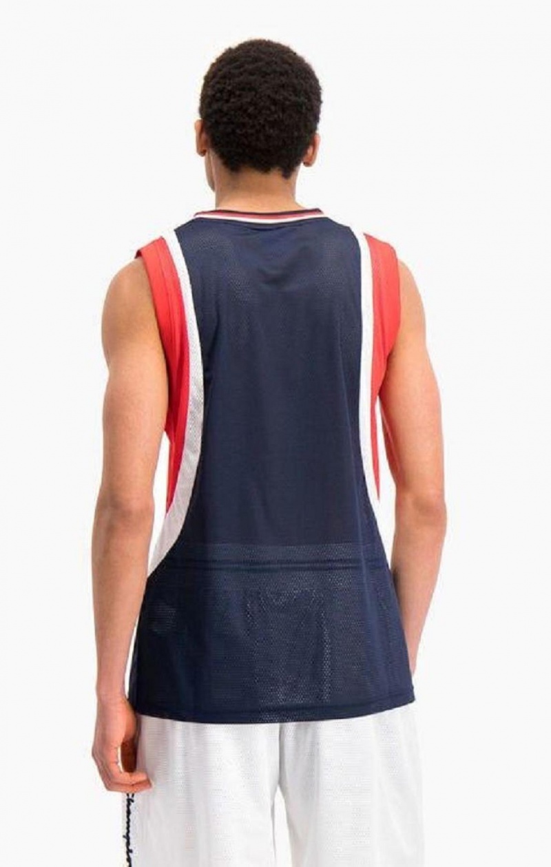 Camiseta Champion Colour Block And Stripe Mesh Basketball Vest Turquesa Oscuro | 8921-GOQPC