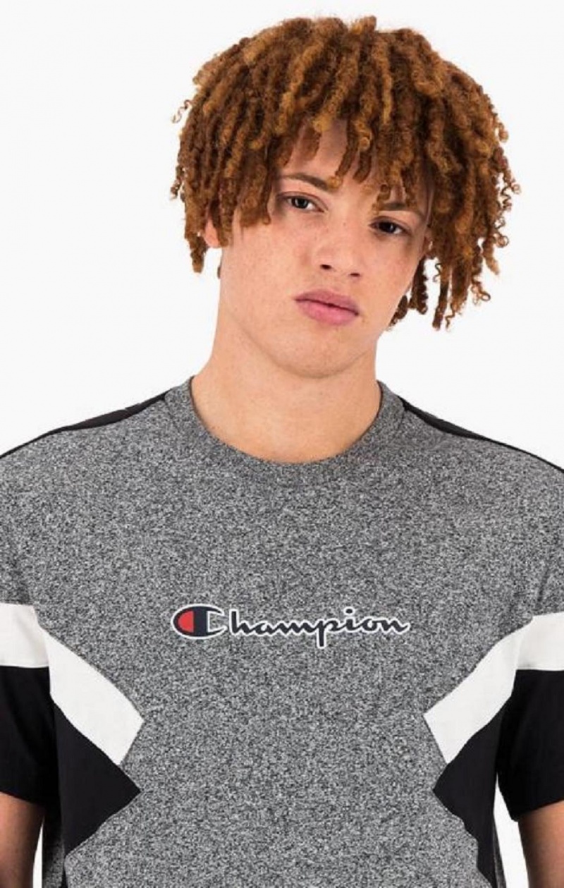 Camiseta Champion Colour Block Insert T-Shirt Gris Oscuro | 3698-JZQTF