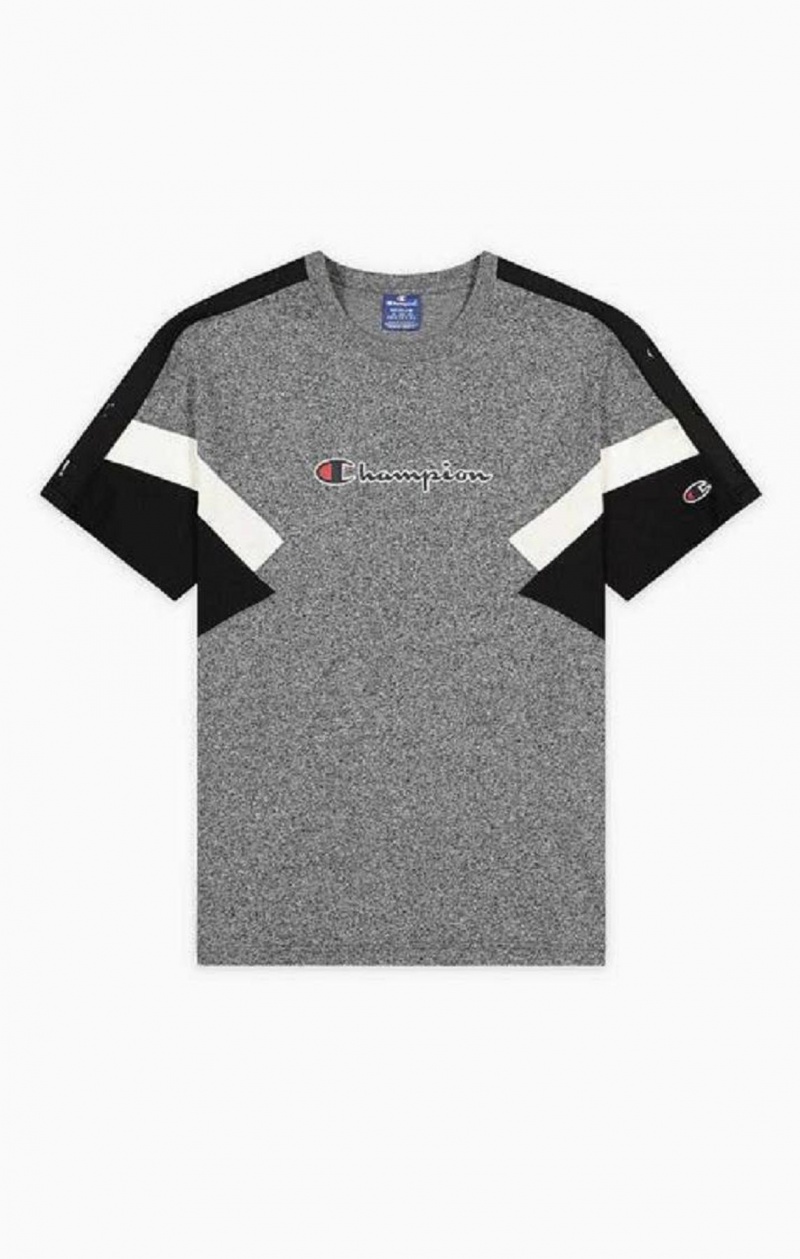 Camiseta Champion Colour Block Insert T-Shirt Gris Oscuro | 3698-JZQTF