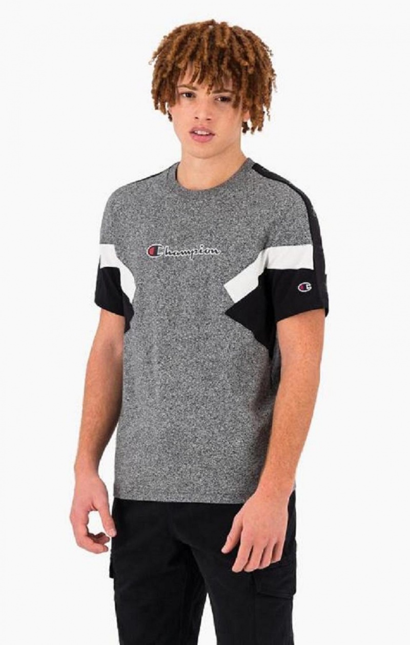 Camiseta Champion Colour Block Insert T-Shirt Gris Oscuro | 3698-JZQTF