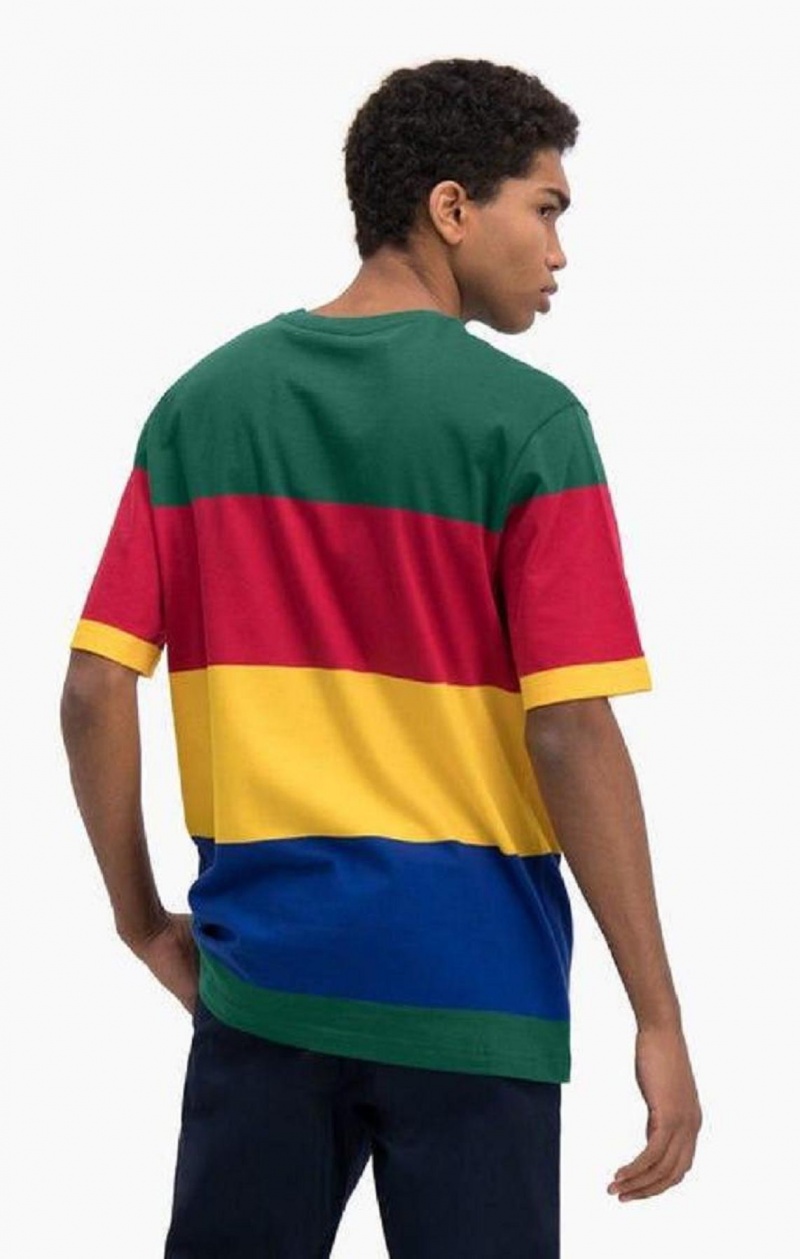 Camiseta Champion Colour Block Stripe T-Shirt Verde Rojas Amarillo | 0562-KFQYO