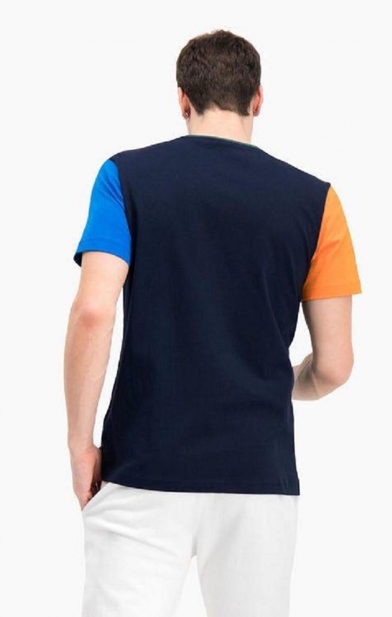 Camiseta Champion Contrast Colour Block Sleeve T-Shirt Azules Oscuro | 4257-NPWIG