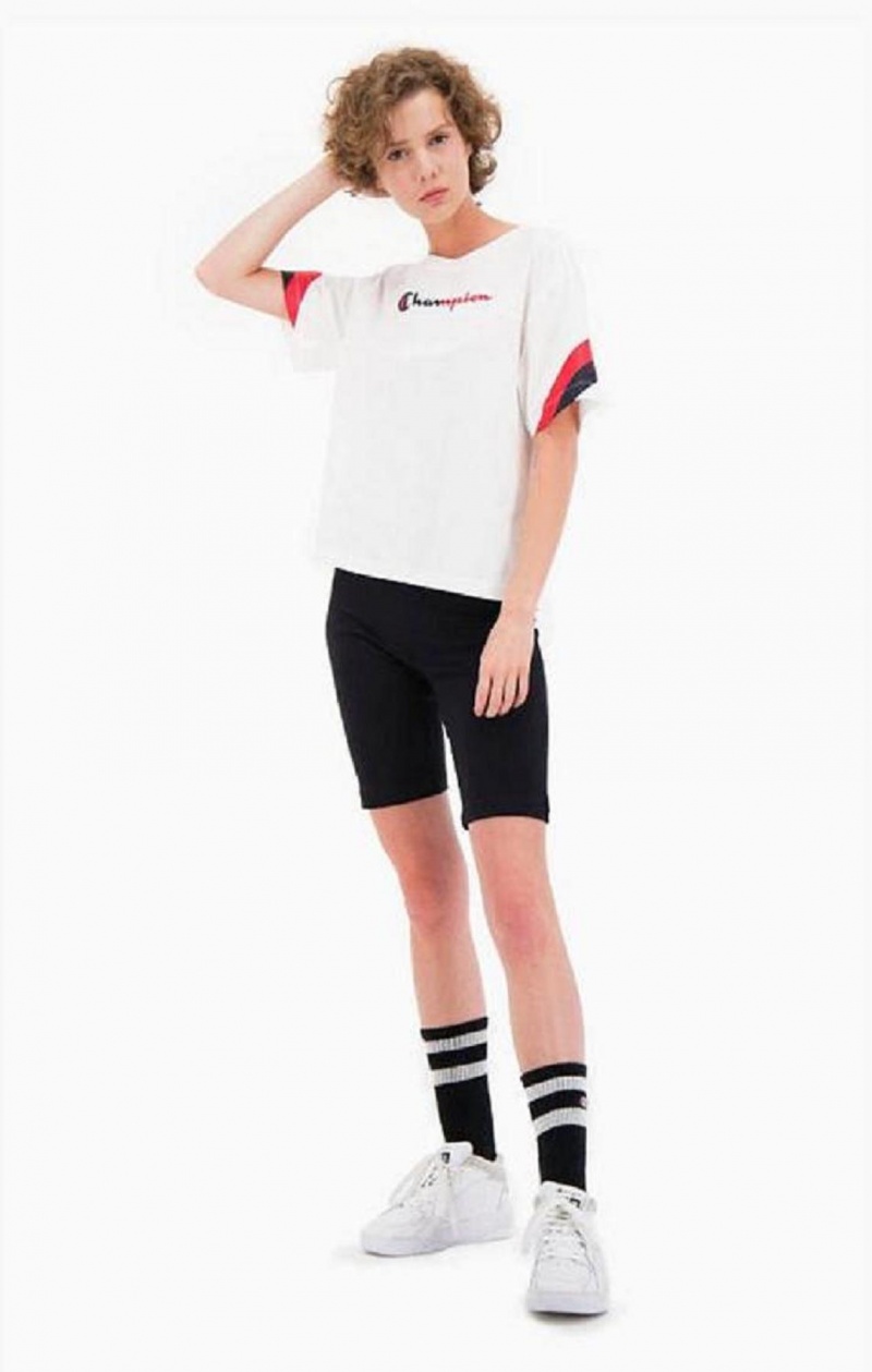 Camiseta Champion Contrast Logo Stripe Jersey Top Blancas | 6271-MYKXL