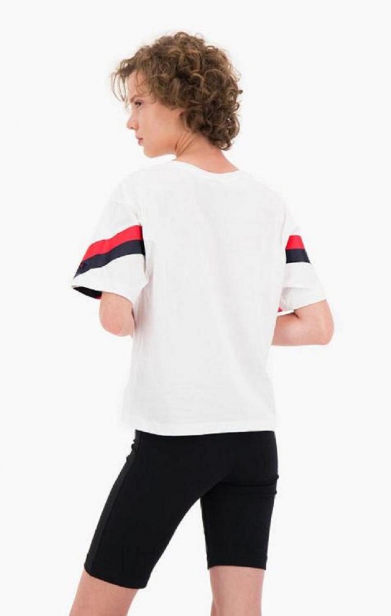 Camiseta Champion Contrast Logo Stripe Jersey Top Blancas | 6271-MYKXL