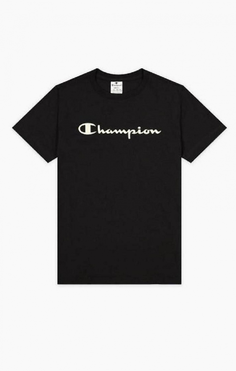 Camiseta Champion Contrast Script Logo T-Shirt Negras | 4501-BKGUX