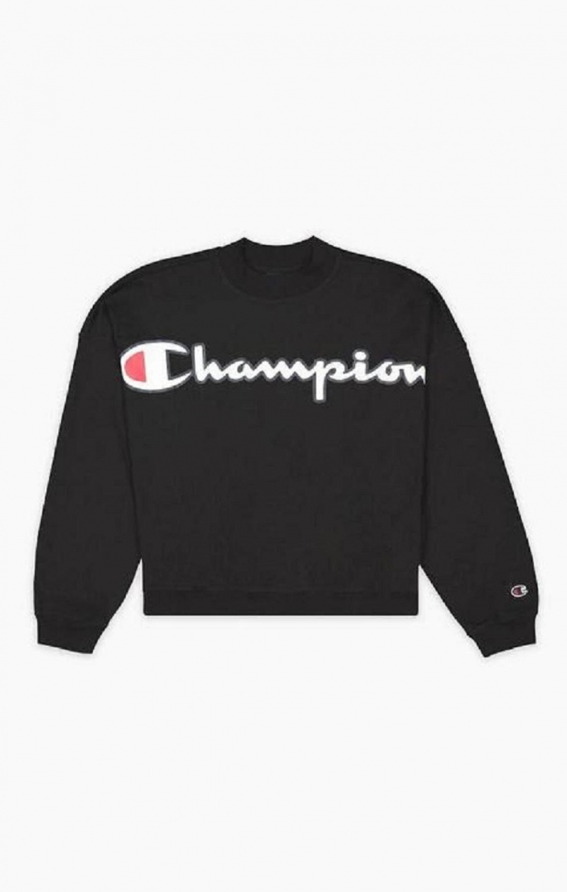 Camiseta Champion Cropped Script Logo T-Shirt Negras | 1837-WNYJR