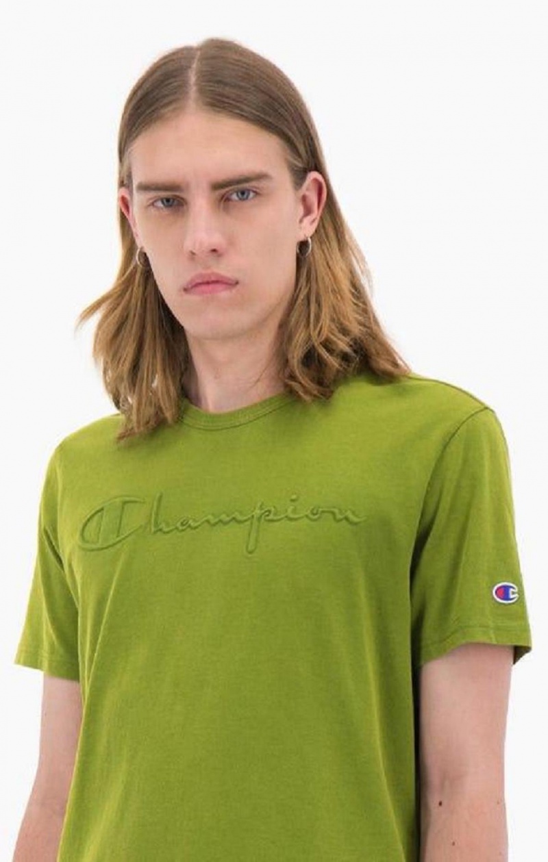 Camiseta Champion Embossed Script Logo T-Shirt Verde | 9215-PBAIE