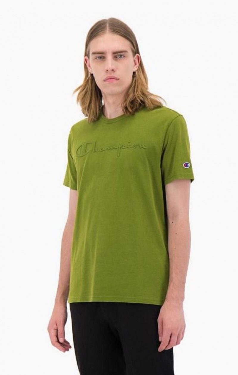 Camiseta Champion Embossed Script Logo T-Shirt Verde | 9215-PBAIE