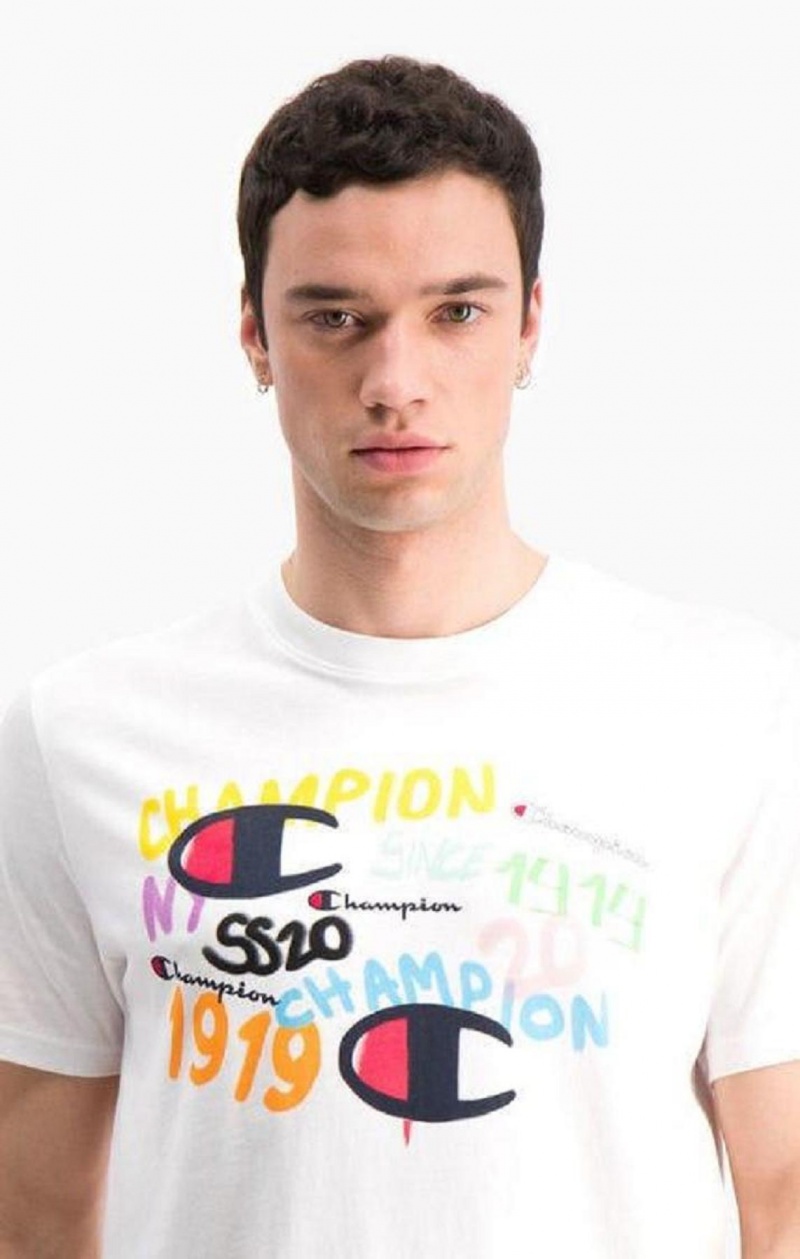 Camiseta Champion Graffiti Logo Print T-Shirt Blancas | 6057-PWSGT