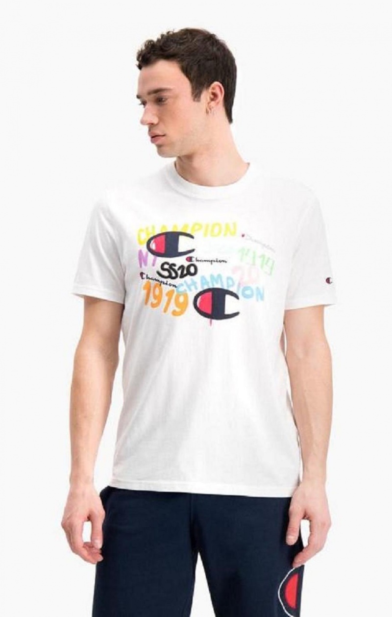 Camiseta Champion Graffiti Logo Print T-Shirt Blancas | 6057-PWSGT