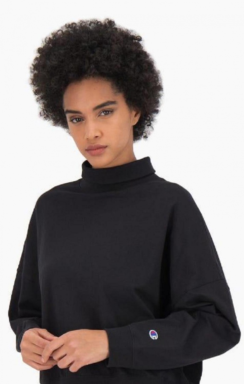 Camiseta Champion High Neck Batwing Sleeve Top Negras | 4058-OAQKS