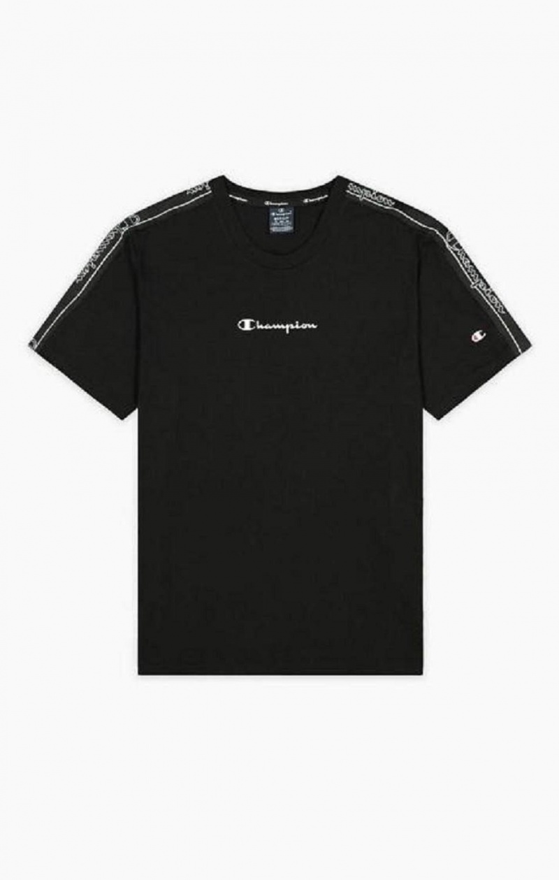 Camiseta Champion Jacquard Logo Tape T-Shirt Negras | 8301-DWXUK