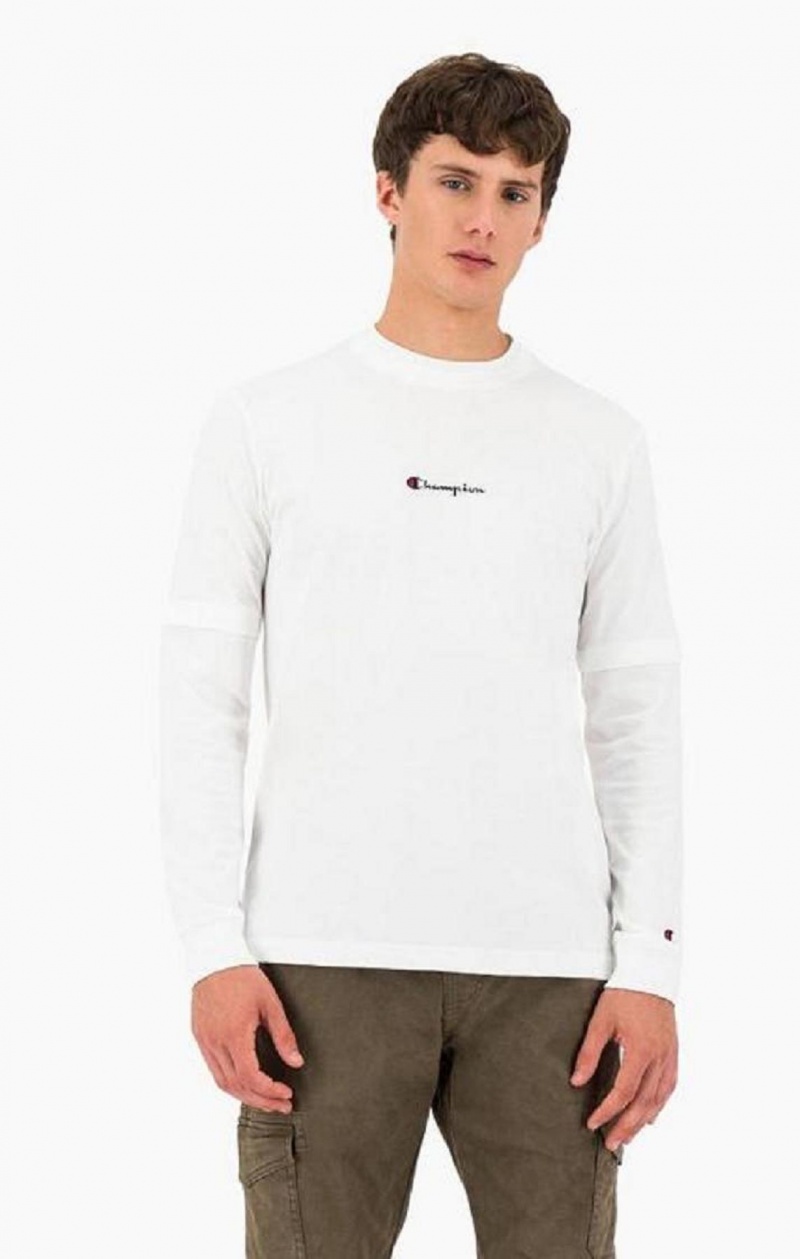 Camiseta Champion Layered Small Script Logo T-Shirt Blancas | 9786-CUQVH