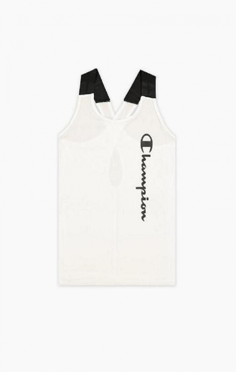 Camiseta Champion Logo Tape Criss-Cross Back Jersey Tank Top Blancas | 2046-TKGQV