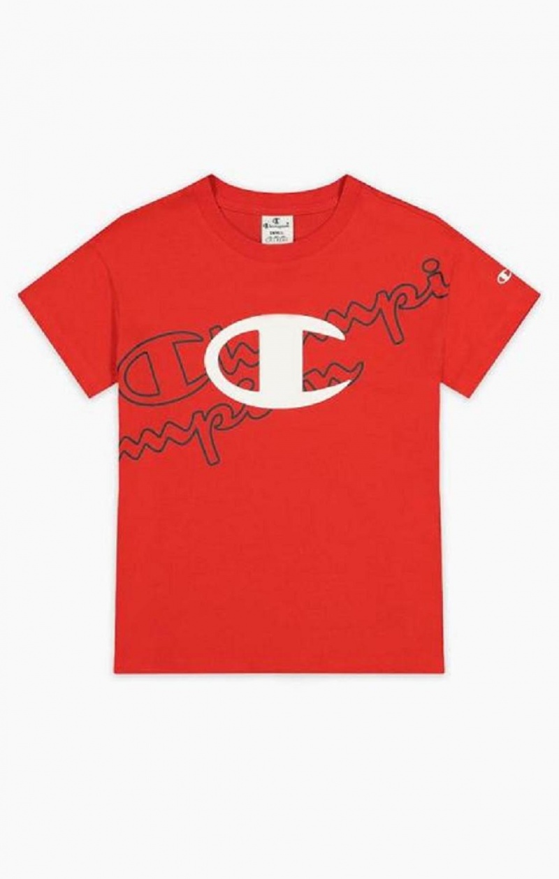 Camiseta Champion Multi Logo Cropped T-Shirt Rojas | 4972-BAHKP