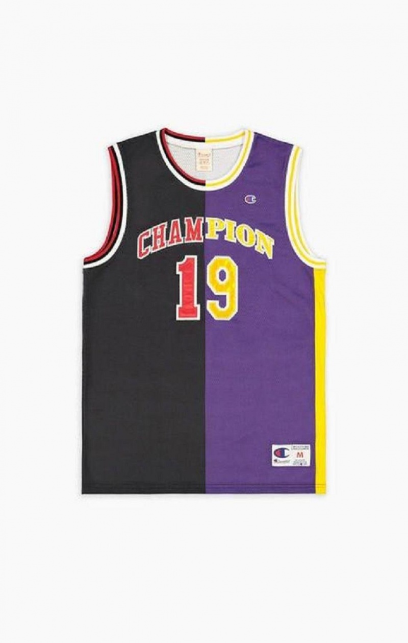 Camiseta Champion NBMIX Patchwork 'Champion 19' Basketball Negras Moradas | 2958-ETDBG