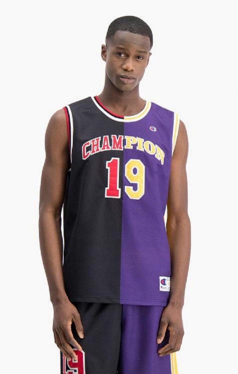 Camiseta Champion NBMIX Patchwork \'Champion 19\' Basketball Negras Moradas | 2958-ETDBG