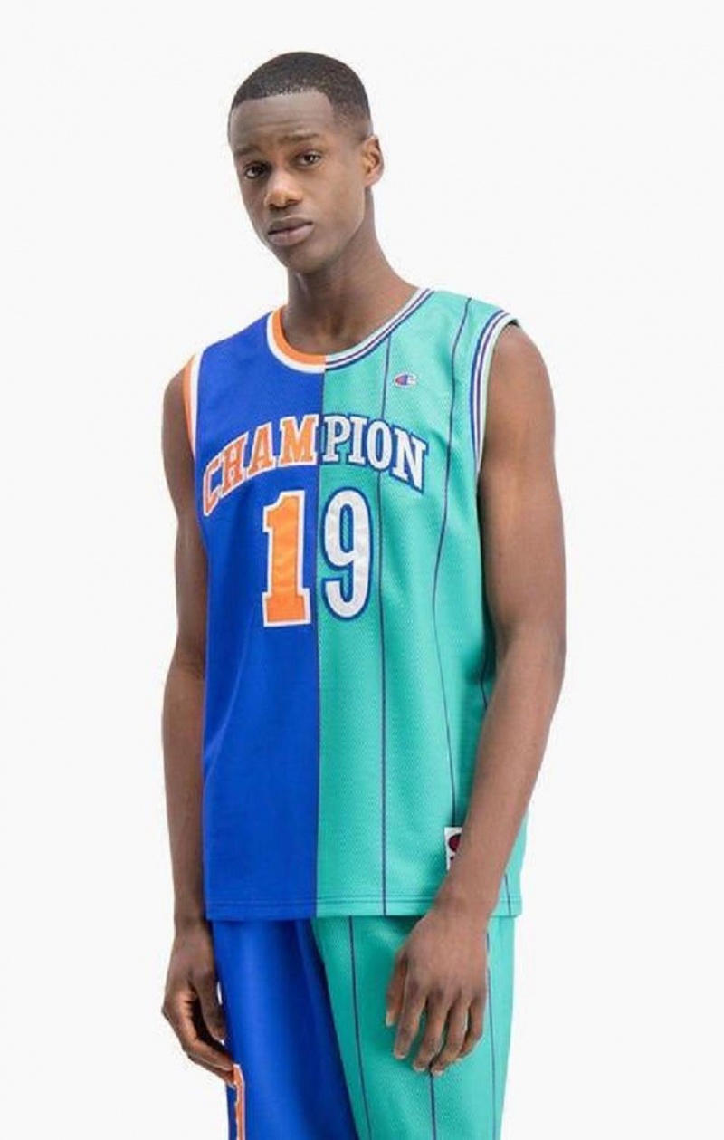 Camiseta Champion NBMIX Patchwork 'Champion 19' Basketball Azules | 9853-VINEZ