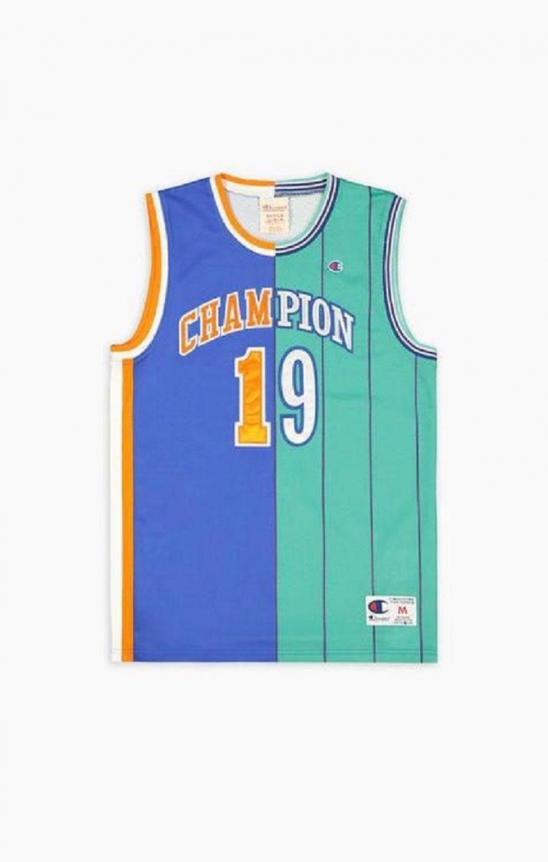 Camiseta Champion NBMIX Patchwork 'Champion 19' Basketball Azules | 9853-VINEZ